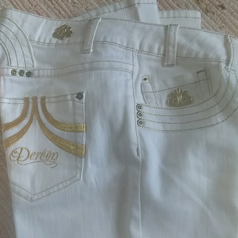 JEANS SIZE 11/12 CREAM AND GOLD